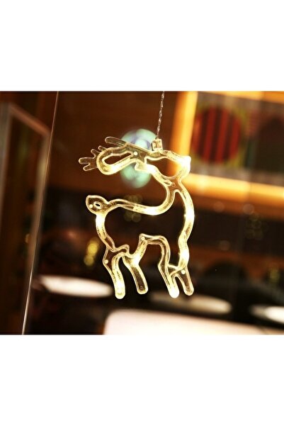 Flippy Decoratiune de Craciun Luminoasa in forma de Cerb/Caprioara, 18x13 cm, cu Ventuza, Alb Cald,