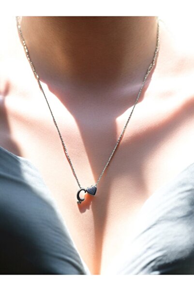 renery Ç Harfi 316l Paslanmaz Çelik Zincir Gümüş Kaplama Kolye Hediye Kalp Se...