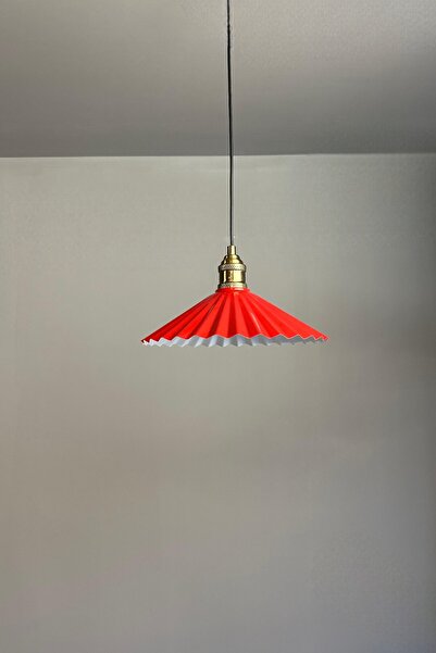 Bamyum Avilla Kırmızı Tekli Metal Avize Lale Başlık Rustik Cafe Mutfak Modern Sarkıt Aydınlatma