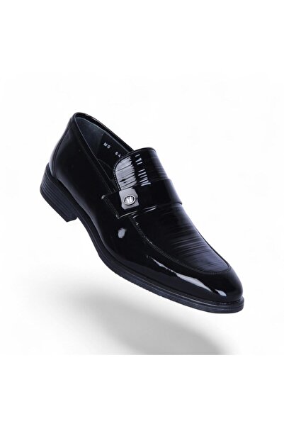 Censay 641 Pantofi clasici pentru bărbați din piele neagră din cauciuc %piele
