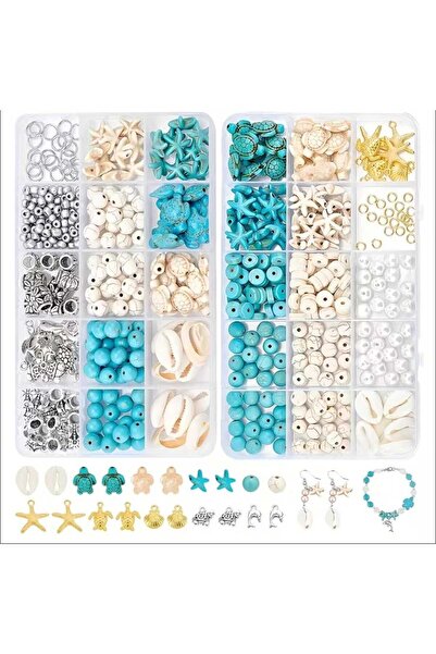 yiğit aksesuar Set de colier cu brățară Mega Ocean Concept cu 2 cutii, cu piatră de strângere și aparate intermediare