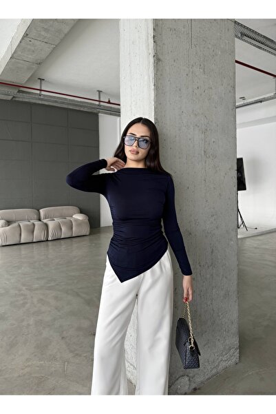 EYLANA BLUZĂ CU MÂNĂ LUNGĂ CU TĂIȚĂ ASIMETRICĂ