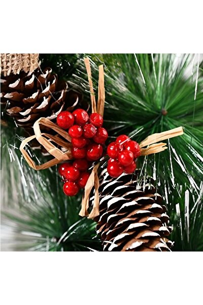 Flippy Χριστουγεννιάτικο Στεφάνι Flippy, 32 εκ., Τεχνητό Έλατο, Κώνοι και Κράνμπερι, 3 Φιόγκοι, Πράσινο/Λευκό