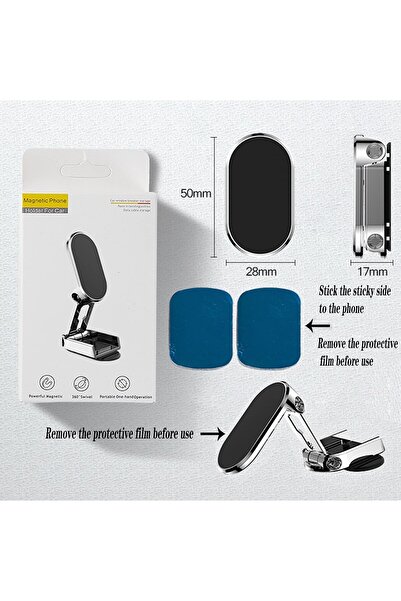 Flippy multifunctional magnetic car mount, universal, compatible with all mobile device sizes, black