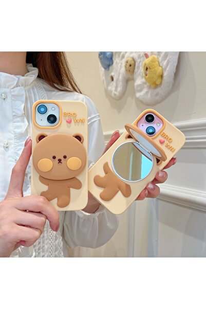 OSG iPhone 11 Uyumlu Makyaj Aynalı ve Stand Özellikli Darbe Koruyucu Tasarım Telefon Kılıfı