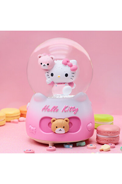 Livava Hello Kitty Orta Boy Kar Küresi Işıklı, Müzikli, Pembe, 12x8