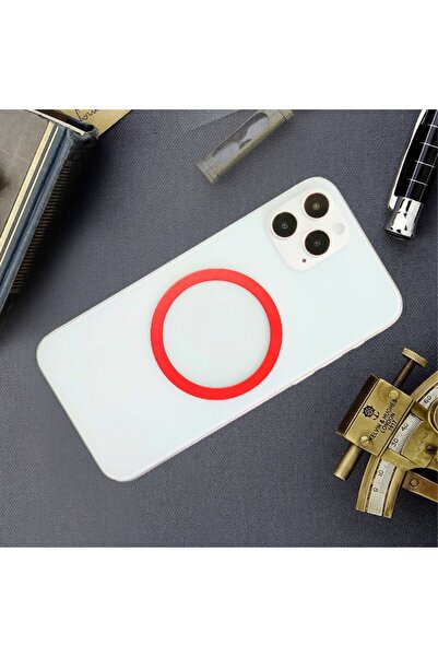 Universal Magnetic Ring Wireless Charging Car Mount MagSafe Silicone for Apple iPhone 12/13/14, Red