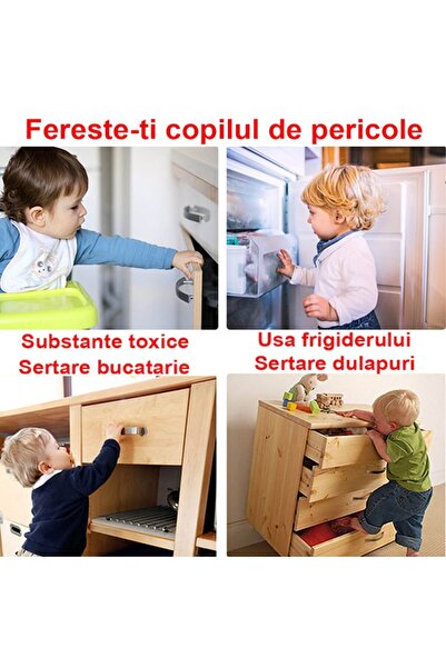 OptimStar Încuietori de siguranță pentru uși pentru copii, 5 bucăți, adezive 3M, flexibile și durabile, albe