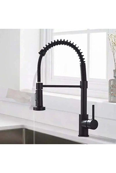 Alessandro DESIGN Baterie Bucatarie cu Dus Extractibil, Inox si Alama Negru