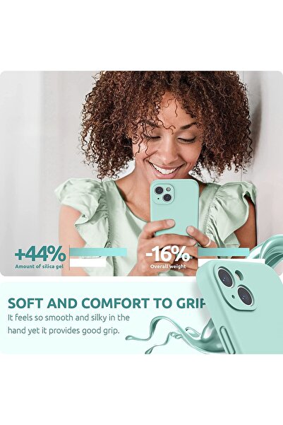 Flippy Case for Apple iPhone 14 Flippy, Liquid Silicone, with Microfiber on the inside, Anti-shock, Light Cyan