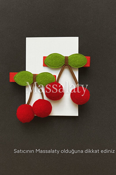 Massaltay إكسسوار شعر للأطفال بمشبك على شكل كرز - مشبك لعروض 29 أكتوبر و23 أب...