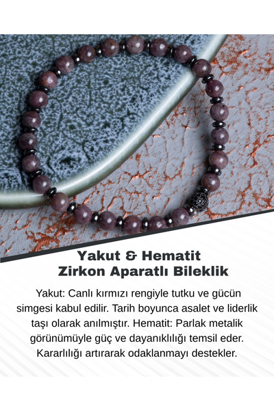 Saff Doğal Taş سوار مرصع بالياقوت والهيماتيت والزركون