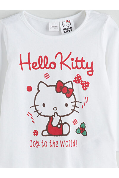 LC Waikiki Sparkling Choices from Shining Store |   Crew Neck Hello Kitty Printed Girls' Pajama Set