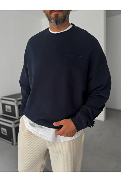 BYBASICMAN Lacivert Sırt Detaylı Sweatshirt HM-0008