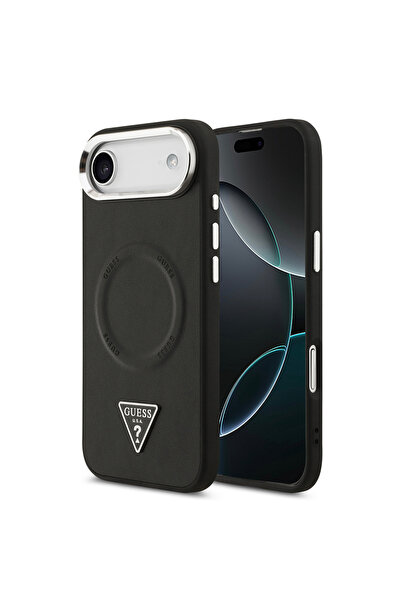 Guess iPhone 17uyumlu Air Kılıf Lisanslı M-Safeli PU Deri Metal Kamera Çerçev...