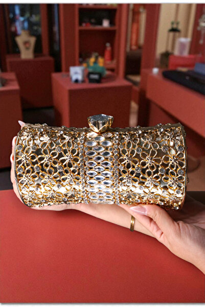 HFKY Γυναικεία βραδινή τσάντα με μεταλλικό σχέδιο λουλουδιών. Μεταλλική τσάντ...