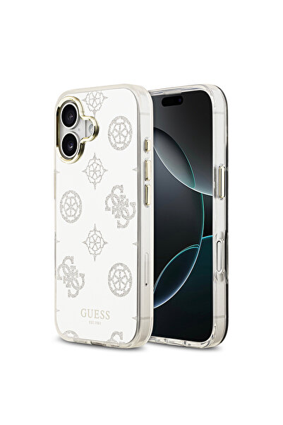 Guess iPhone 17 Uyumlu Kılıf Orjinal Lisanslı Metal Kamera Çerçeveli Simli Pe...