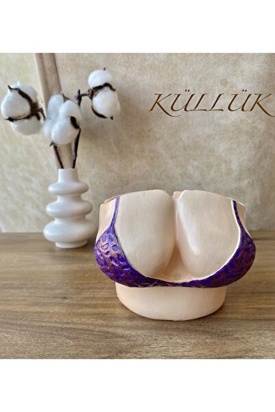 Royal Dekoratif Kadın Yarım Vücut Göğüs Figürlü Küllük Kül Tablası 10x8 cm Ev Cafe