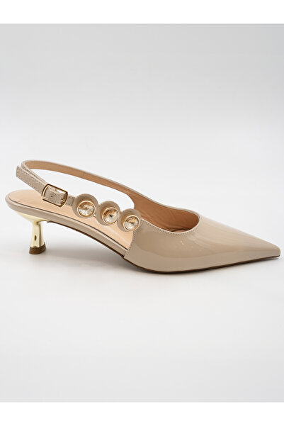 Heyzen MİNİ TOPUK TAŞ DETAYLI STİLETTO BEJ