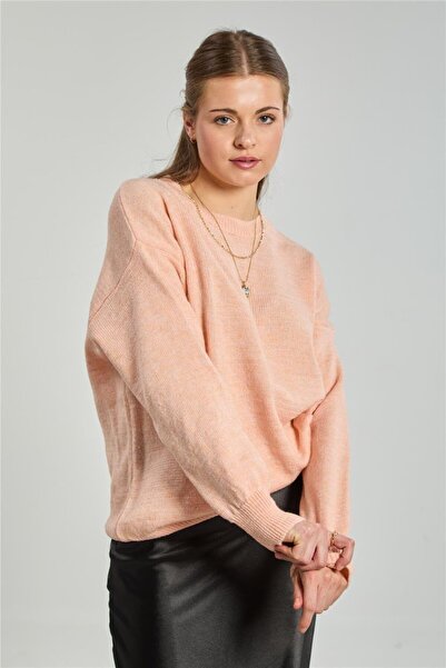 BARRELS AND OIL سترة نسائية كبيرة الحجم بياقة دائرية - وردي