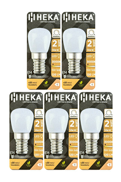 Heka (5 Adet) 2W (14W) 3000K (Sarı Işık) E14 Duylu (İnce Duy) Dim Edilebilir ...