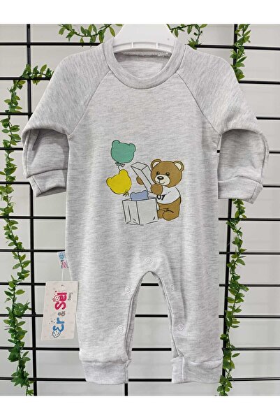 Ersel Baby Cotton Teddy Bear Printed Romper - Long Sleeves and Comfortable