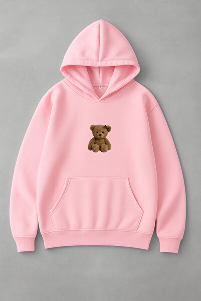 LORVEX سويت شيرت للجنسين مطبوع عليه دمية دب مقاس كبير