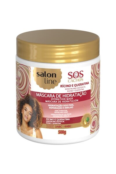 salonline Masca SOS ulei ricin si keratina, par cret, Salon Line, 500ml