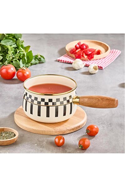 Altabi Prime Cream Enamel Frying Pan – 22 cm and Enamel Milk Pot Saucepan 14 cm