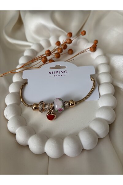 Güneş Takı Jewellery Xuping kırmızı kalp charmlı bileklik