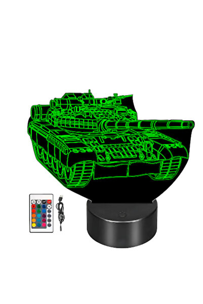 T&M Personalizare Lampă LED Tanc de Combat Modern, Efect 3D, Telecomandă, Tactilă, Acrilică, Multicoloră