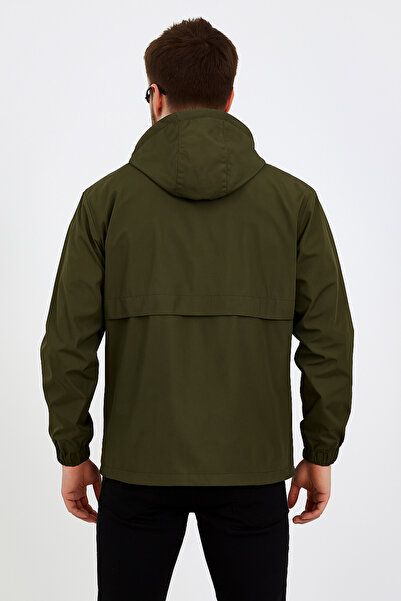 comstar Men's Printed Hooded Khaki Windbreaker & Raincoat