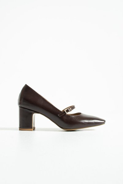 TİVANA Women's Strappy Heeled Shoes Siena - Brown