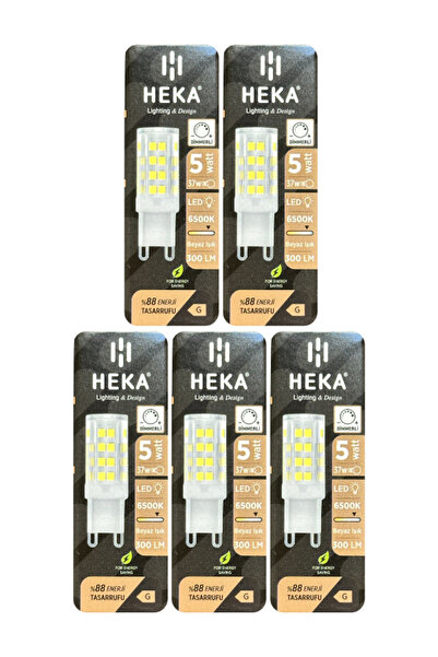 Heka (5 Adet) 5W (37W) 6500K (Beyaz Işık) G9 Duylu Dim Edilebilir Led Kapsül ...