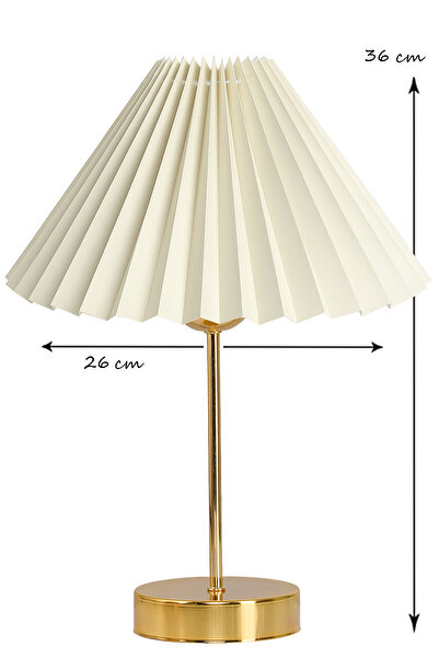 EvLight 2-Piece Elegance Gold Footed Bedside Table with Fabric Metal Lampshade