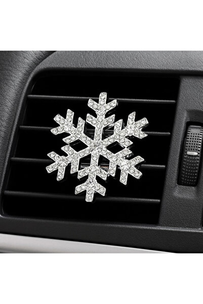 Çiçek Antalya Silver Stone Snowflake Car Interior Air Conditioning Ornament – 4 cm Shining Crystal Design