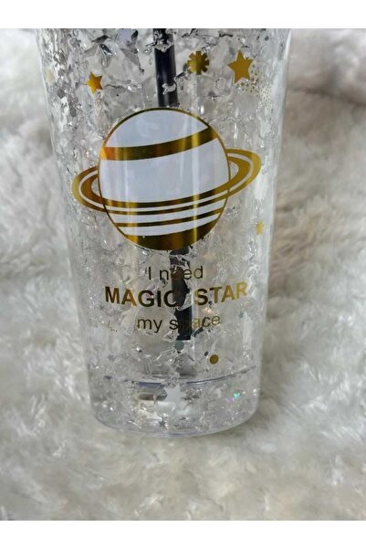 MutfakMarket Cup with Straw, Water Bottle, Cute Drinking Bowl, 450 Ml, with Double Astronaut Figures