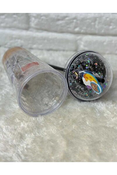 MutfakMarket Cup with Straw, Water Bottle, Cute Drinking Bowl, 450 Ml, with Double Astronaut Figures