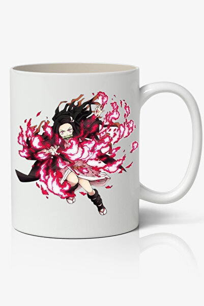 Toyaso كوب Nezuko Kamado باللون الأبيض بتصميم الرسوم المتحركة هدية لصديق الحبيب