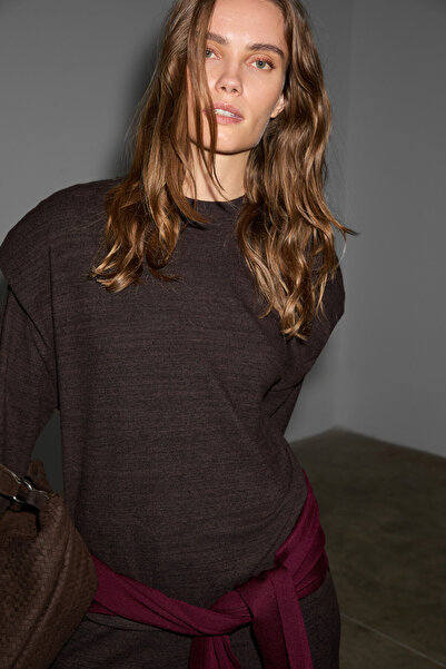 GRIMELANGE Lurelle Women's Soft and Flexible Fabric Padded Brown Blouse