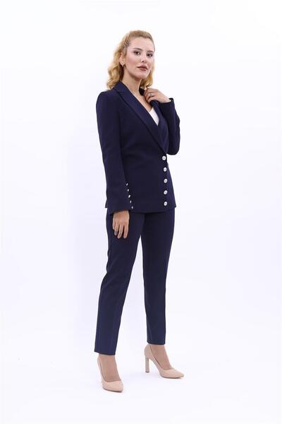 ÖNDER ÖZSOY İspanyol Kol Ceket & Boru Paça Pantolon Takım-Lacivert