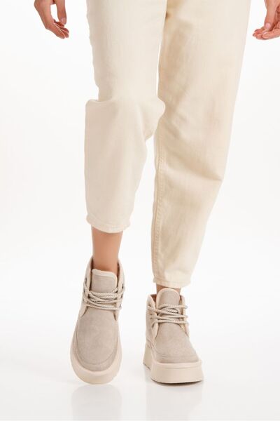 EPTC Kadın Krem Renk Kalın Taban Bağcıklı Günlük Bot