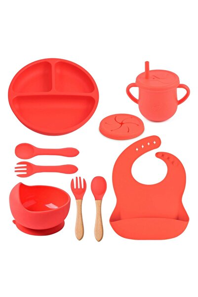 Denn Store 8-piece silicone feeding set, BPA free silicone, 6+ months, plate, bowl Diversification