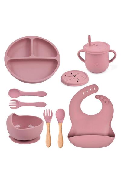 Denn Store Set hranire din silicon 8 piese, din silicon BPA free, 6+ luni, farfurie, bol Diversificare