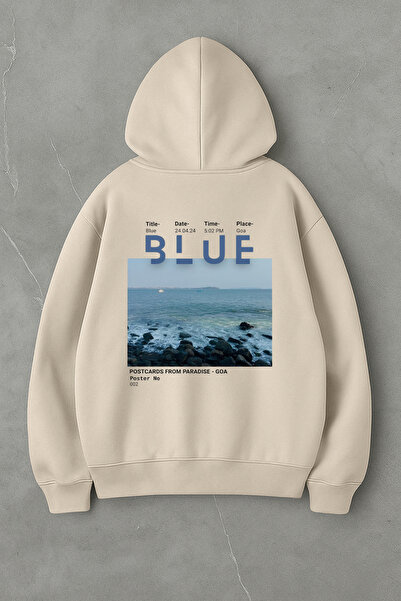 LORVEX Pulover supradimensionat cu imprimeu albastru tricou