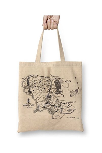 Toyaso Володар перснів Lord Of The Rings Карта Середнього Світу Тканинна сумка з довгими ручками для покупок