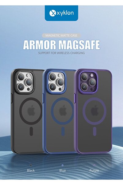 Xyklon جراب ماج سيف غير لامع فاخر متوافق مع هاتف iPhone 14 Pro Max باللون الأ...