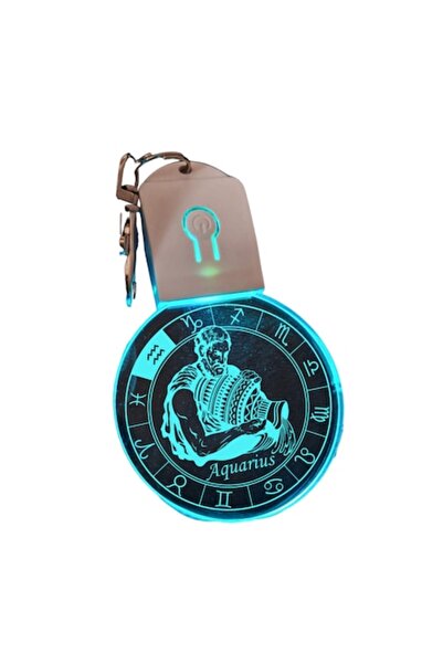 T&M Personalizare Breloc acrilic LED - Horoscop Vărsător rotund