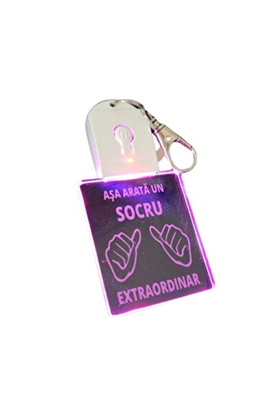 T&M Personalizare Breloc acrilic LED - „Așa arată un socru extraordinar” - cu...