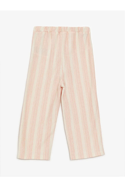 LC Waikiki Lcw Kids Ecru Crew Neck Sleeveless Striped Baby Girl Blouse and Leggings 2-Piece Set